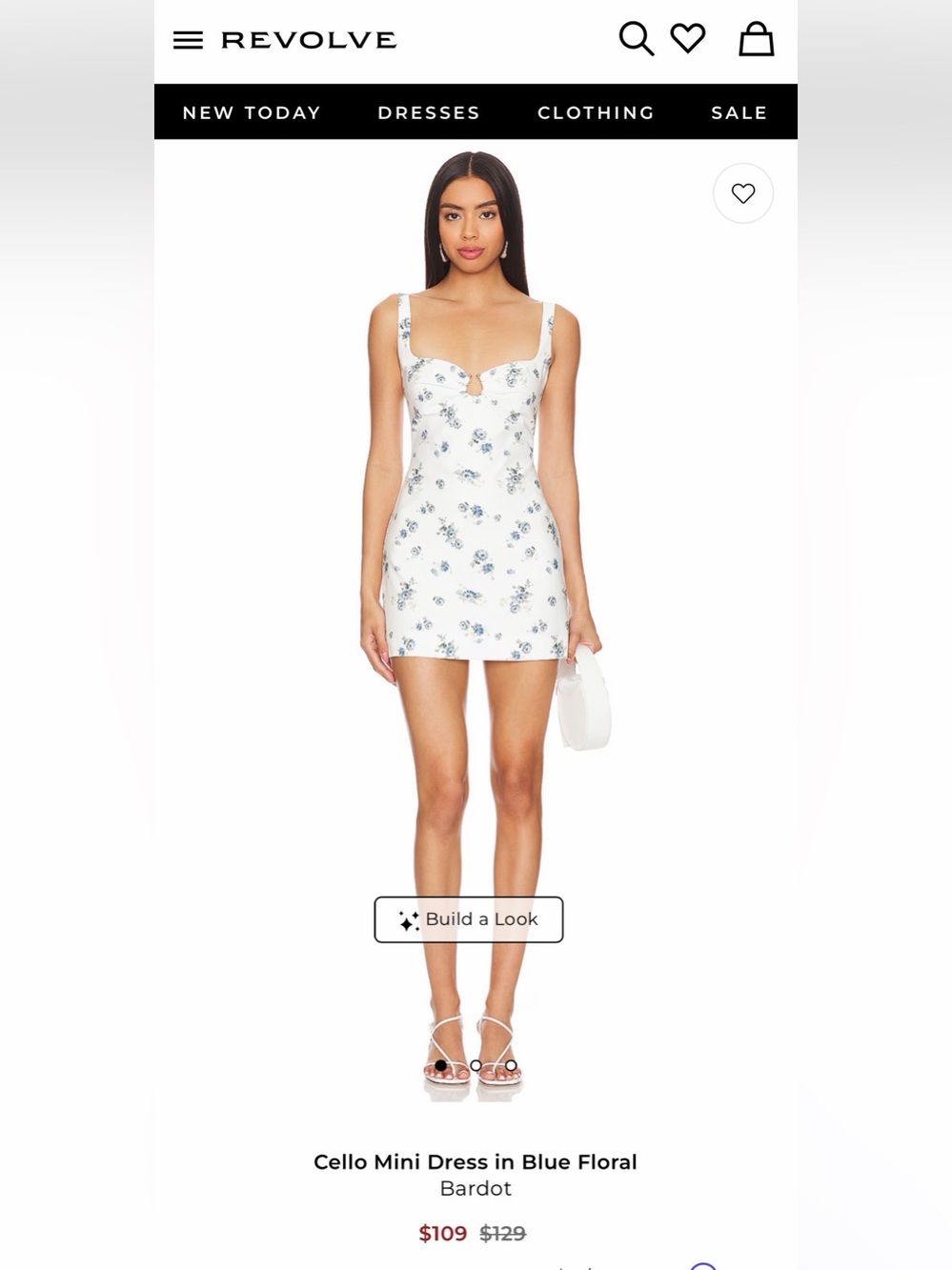 Bardot White Floral dress with Blue Blossoms